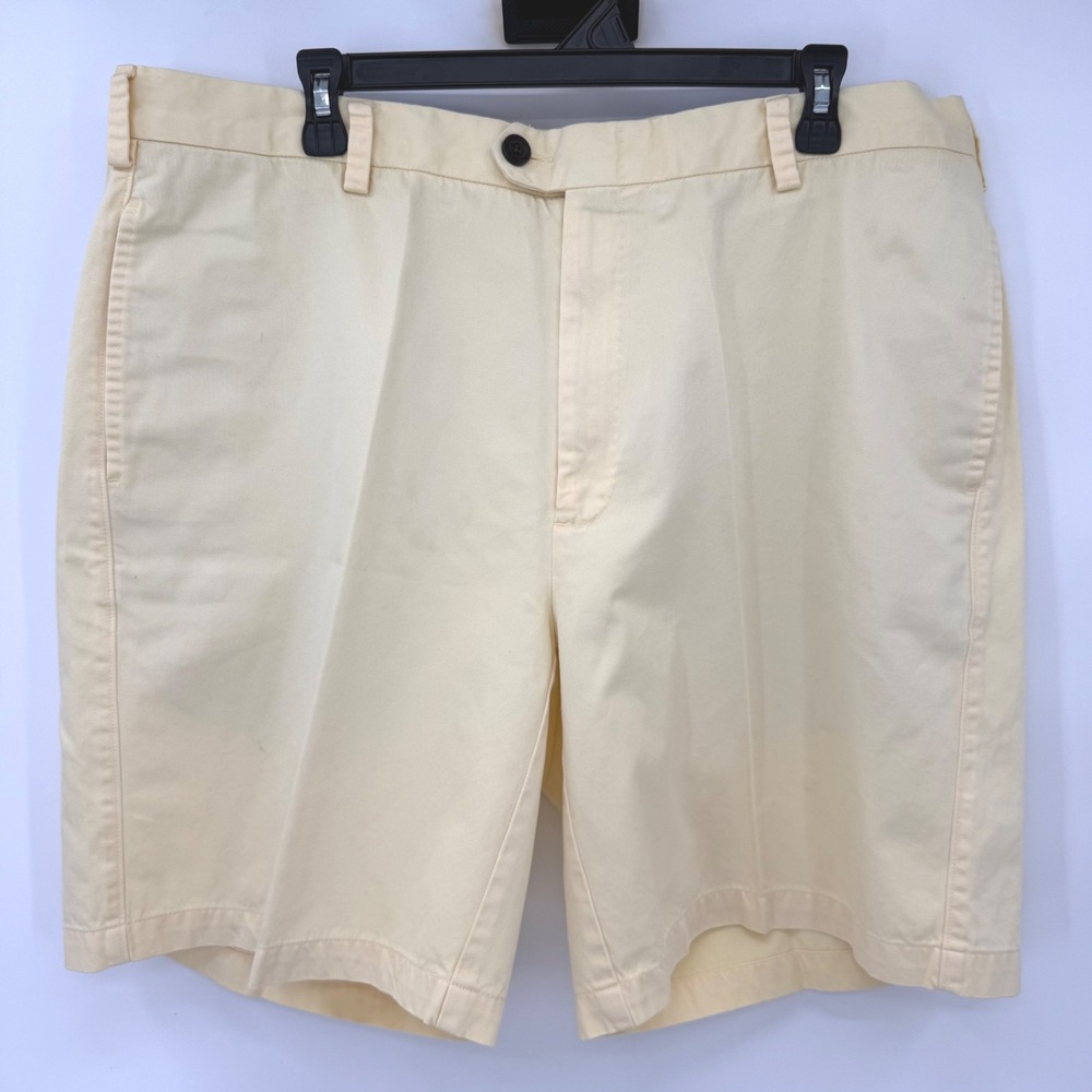 Orvis Chino Shorts Mens 38 Yellow 0P8L Flat Front Cotton Twill Casual Classic
